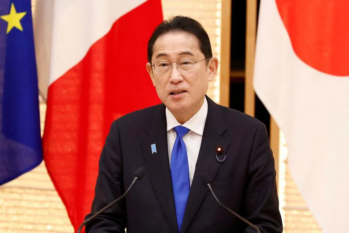 Japanese Prime Minister Fumio Kishida speaks during a Japan-Italy bilateral meeting at the Japan's prime minister office in Tokyo, February 5, 2024. Rodrigo Reyes Marin/Pool via REUTERS/File Photo
