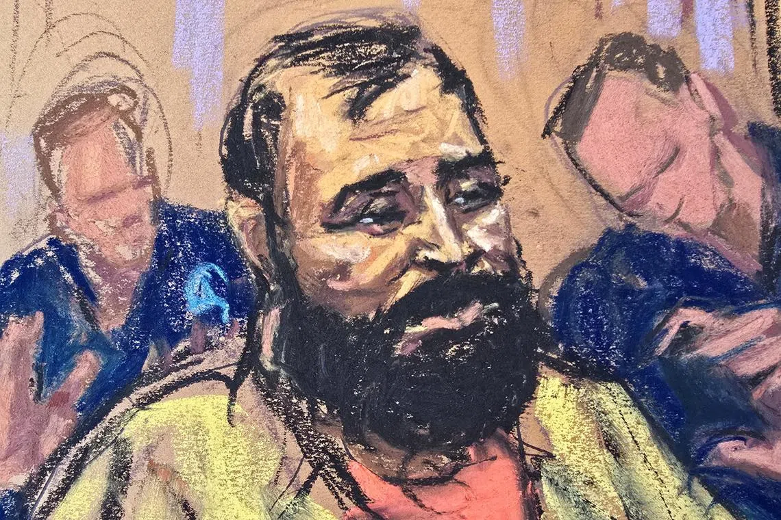 Mohammad Baqer Saad Dawood Al-Saadi, an Iraqi man accused of helping Iran-backed militia's plans for attacks in the US and Europe, attending his arraignment in Manhattan federal court in New York City.