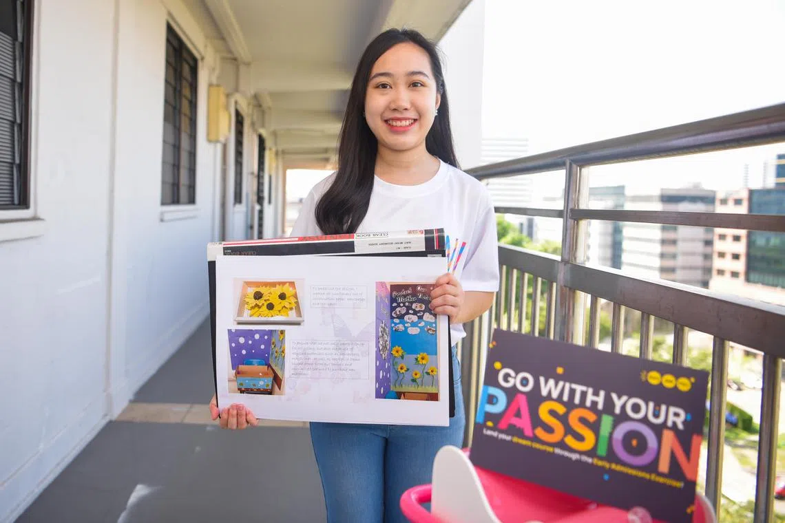 Ngee Ann Polytechnic graduate, Lim Cai Qian, 20, entered the polytechnic's design course via EAE, with her portfolio.