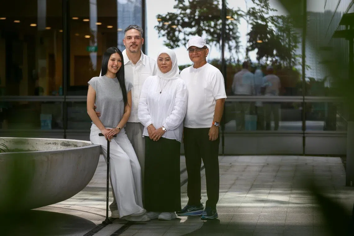 (From left) Hasyima with her support group: her husband, Jaime Cruz, her mother, Marginah Said, and her father, Yusof Hashim.