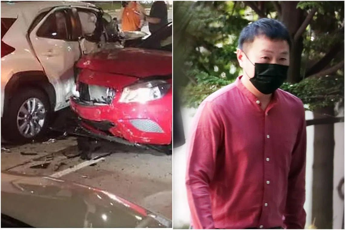Jeremiah Ng En You was driving his twin brother’s car when he ploughed into several vehicles that had stopped at a red light.