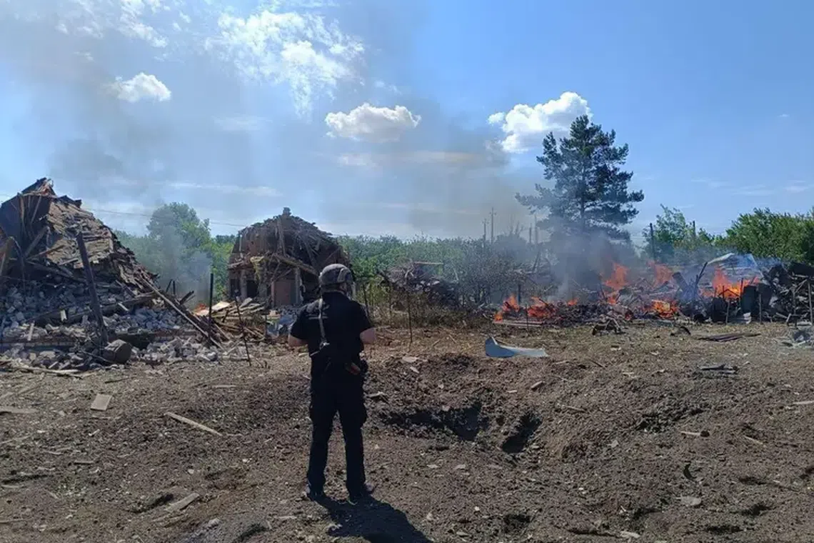 Russian troops launched cluster munitions at the Ukrainian village of Rozkishne, about 25km from the front line.