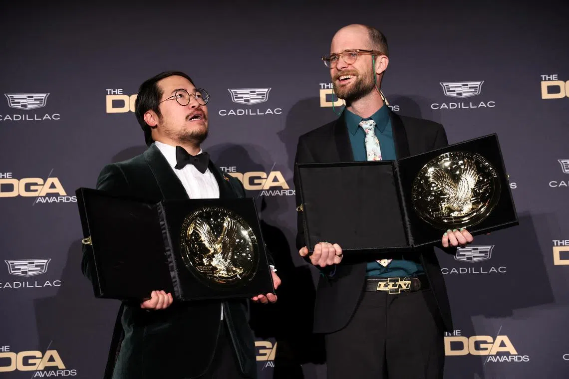 Directors Daniel Kwan and Daniel Scheinert won the best feature film prize for Everything Everywhere All At Once at the 75th Annual Directors Guild of America on Feb 18.