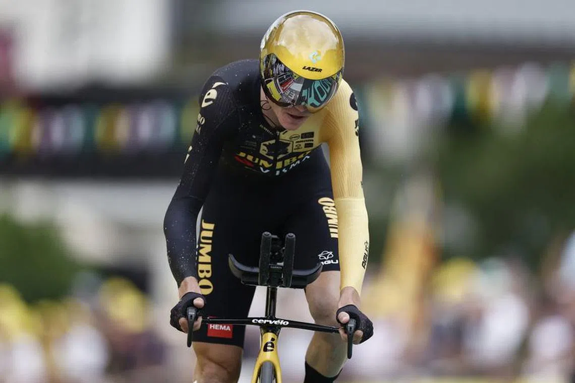 FILE PHOTO-Cycling - Tour de France - Stage 16 - Passy to Combloux - France - July 18, 2023 Team Jumbo–Visma's Sepp Kuss in action during stage 16 REUTERS/Benoit Tessier/File Photo