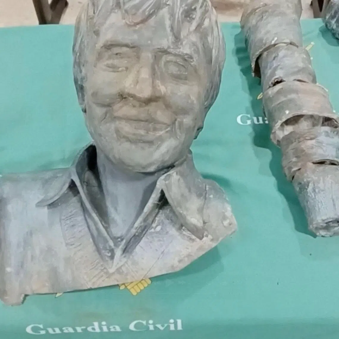 A screengrab from a handout video shows pieces of a statue of Seve Ballesteros, a late Spanish professional golfer, recovered by members of the Spanish law enforcement, in Santander, Spain, January 30, 2026. Guardia Civil/Handout via REUTERS