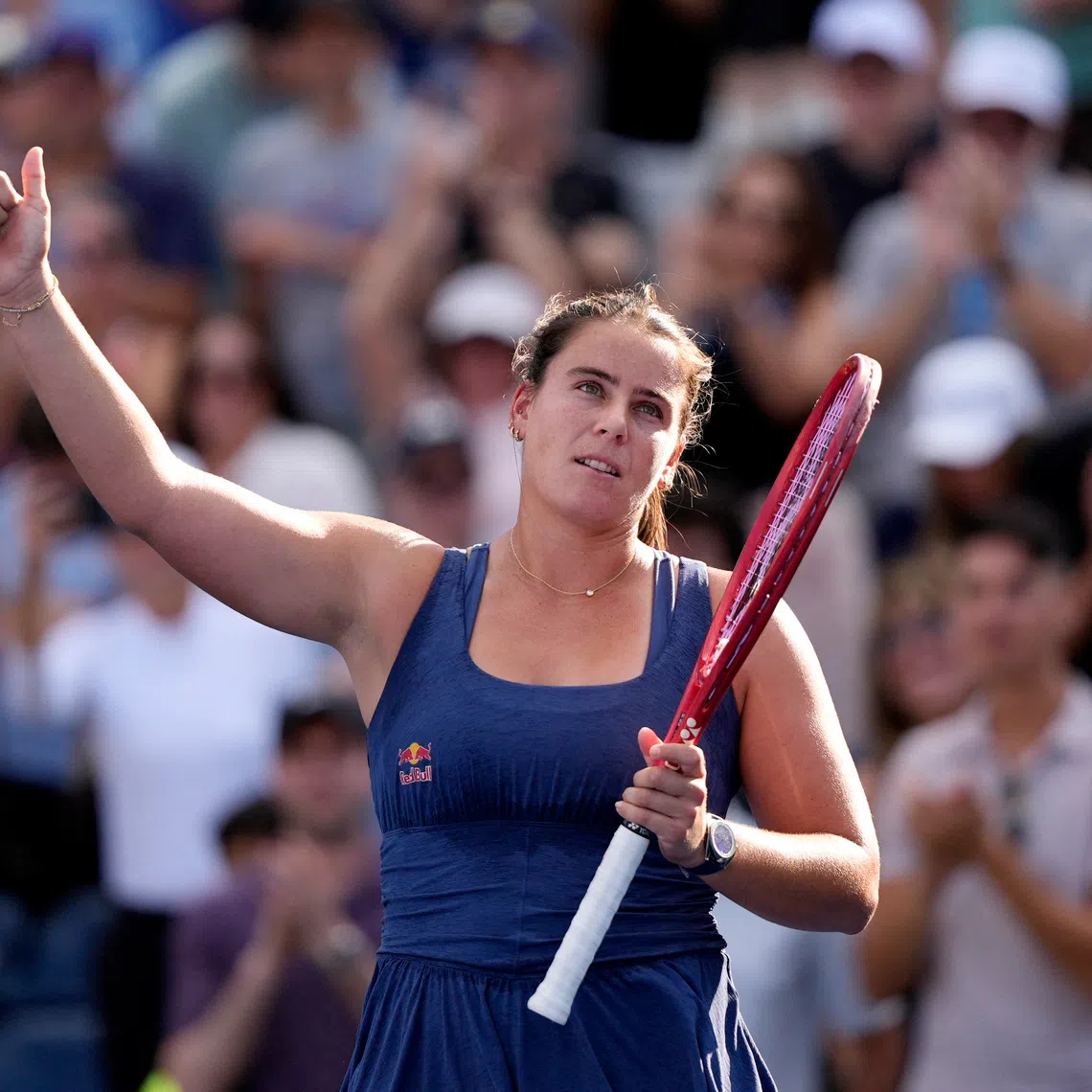 Tennis - U.S. Open - Flushing Meadows, New York, United States - September 4, 2026 Emma Navarro of the U.S. celebrates winning her third round match against Czech Republic's Karolina Muchova REUTERS/Eduardo Munoz