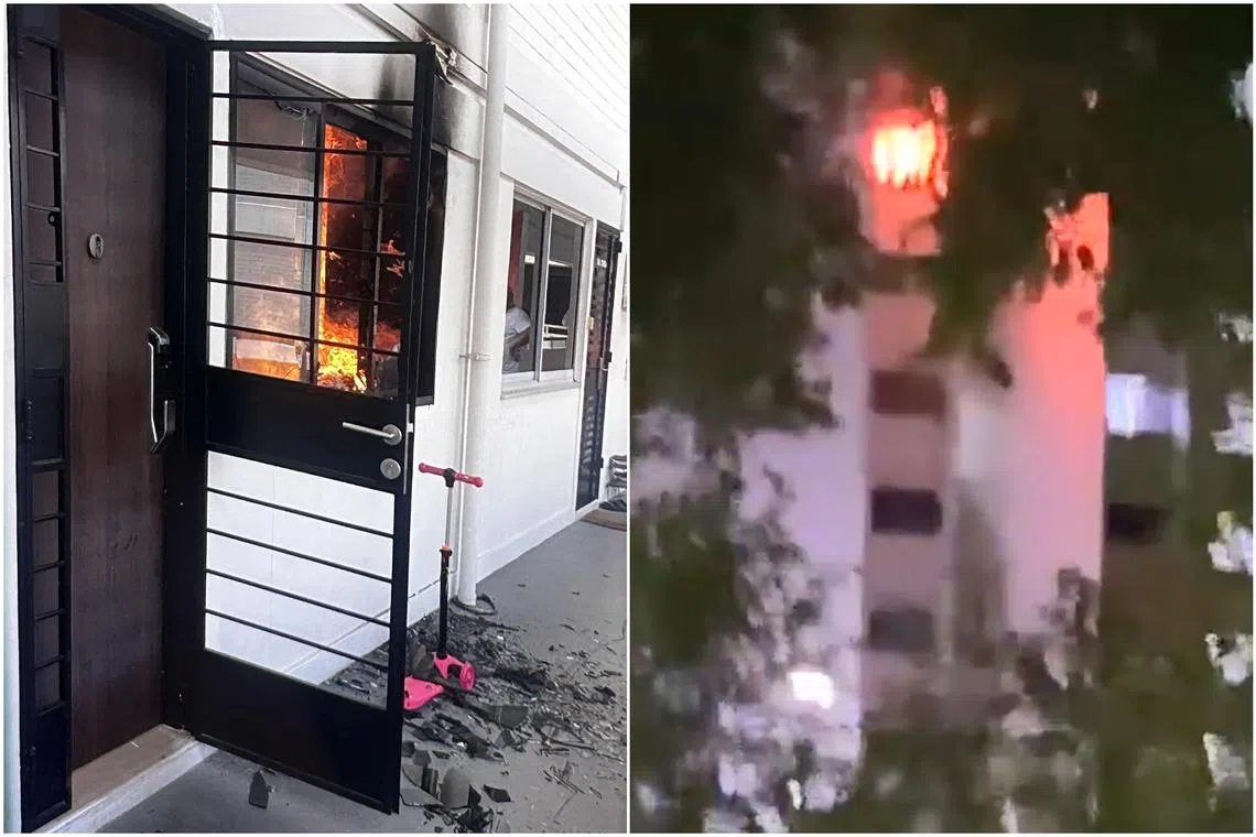 The fires occurred at Block 392 Yishun Avenue 6 (left) and Block 345 Yishun Avenue 11.