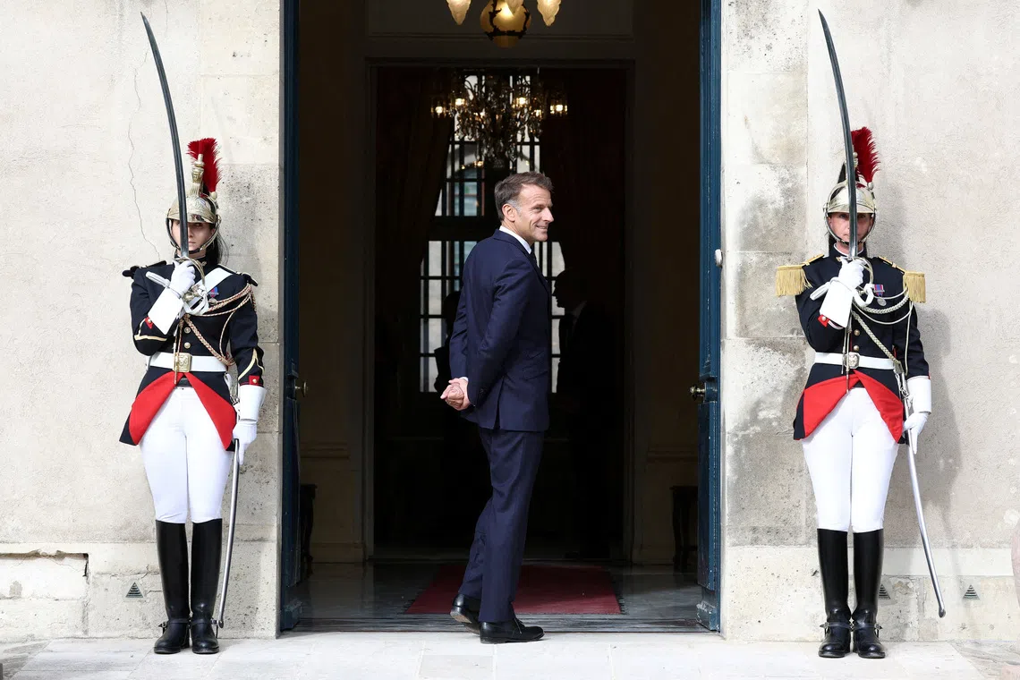 French President Emmanuel Macron waits for the arrival of Jordan's King Abdullah II for a bilateral meeting ahead of the opening of the "Aqaba Process" meeting in support of the Lebanese Armed Forces (LAF) at the Hotel des Invalides in Paris, France, September 17, 2026. REUTERS/Gonzalo Fuentes/Pool TPX IMAGES OF THE DAY