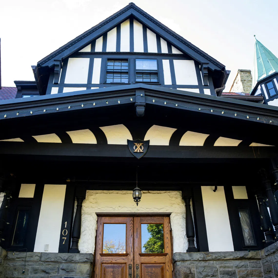 The closed chapter house of Cornell University’s Chi Phi fraternity, during an investigation into an alleged sexual assault case involving its members, in Ithaca, New York, on Oct 8.