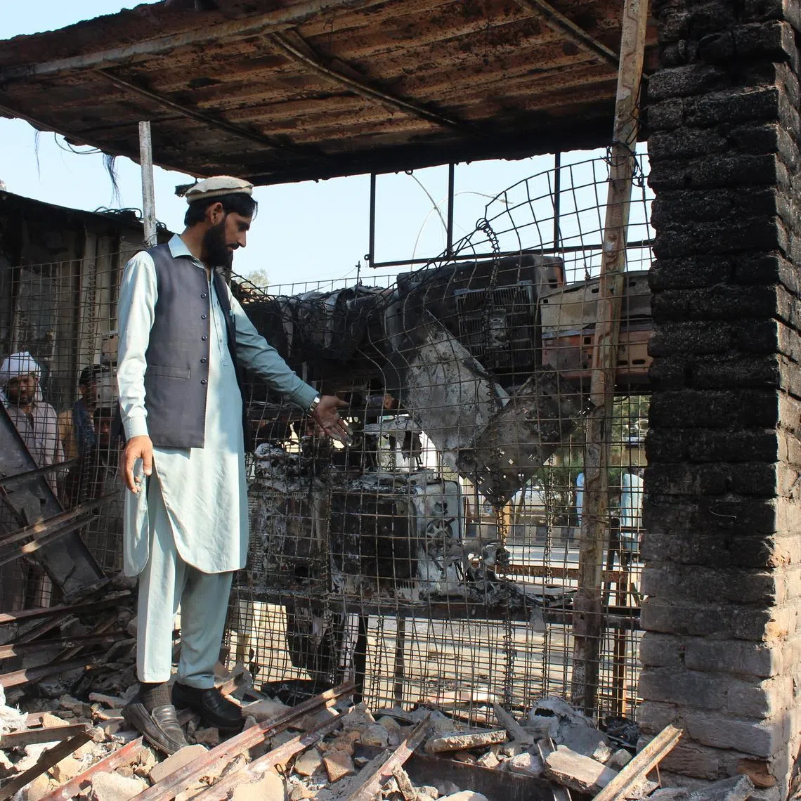 A market damaged in alleged Pakistani cross-border strikes near the Torkham border in Nangarhar province, Afghanistan, on March 8. The Afghan authorities said new strikes have killed four in Kabul.