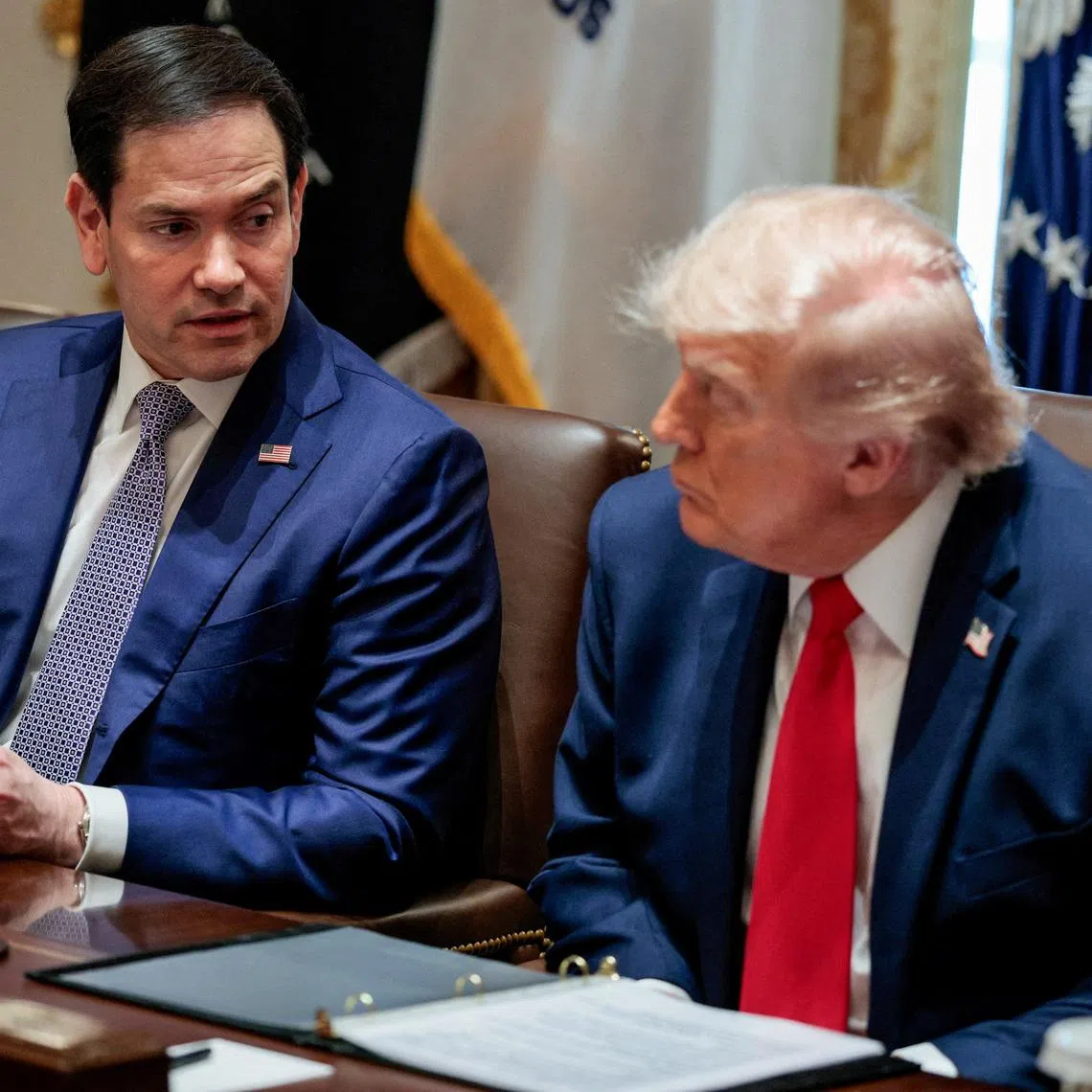 FILE PHOTO: U.S. President Donald Trump and Secretary of State Marco Rubio attend a cabinet meeting in the Cabinet Room at the White House, in Washington, D.C., U.S., May 27, 2026. REUTERS/Evan Vucci/File Photo