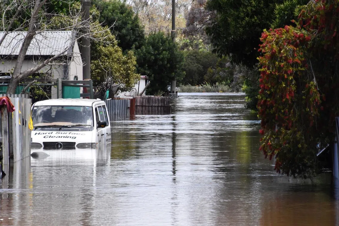 Streets are flooded in Forbes, Central West New South Wales, Australia, Nov 16, 2022.