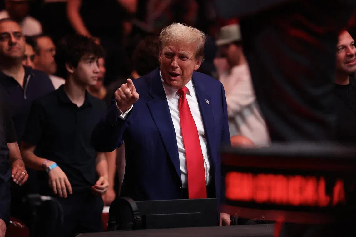 Former US president Donald Trump attending UFC 302 at Prudential Centre on June 1 in Newark, New Jersey.  