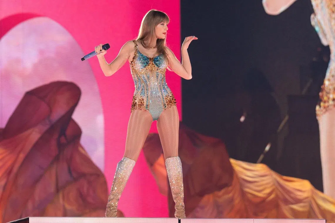 American singer-songwriter Taylor Swift performs onstage on the first night of her Eras Tour in Texas, on March 31, 2023. 