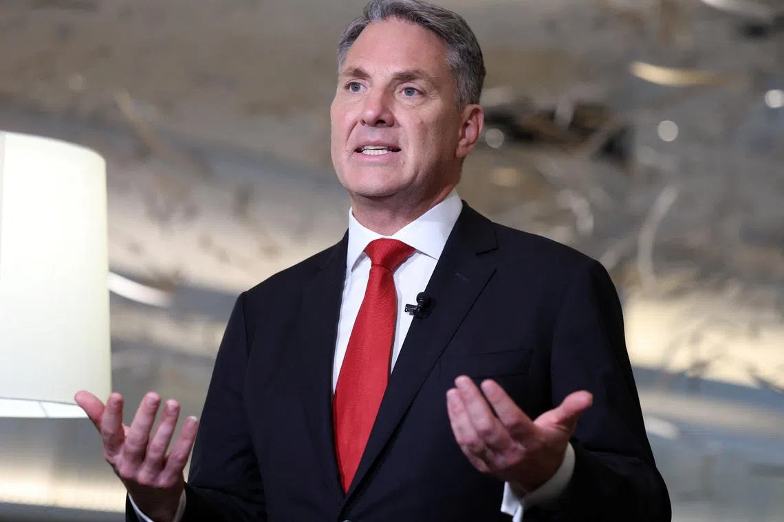 Australian Deputy Prime Minister and Defence Minister Richard Marles speaks on the sidelines of the IISS Shangri-la Dialogue security summit in Singapore May 29, 2026.  REUTERS/Edgar Su