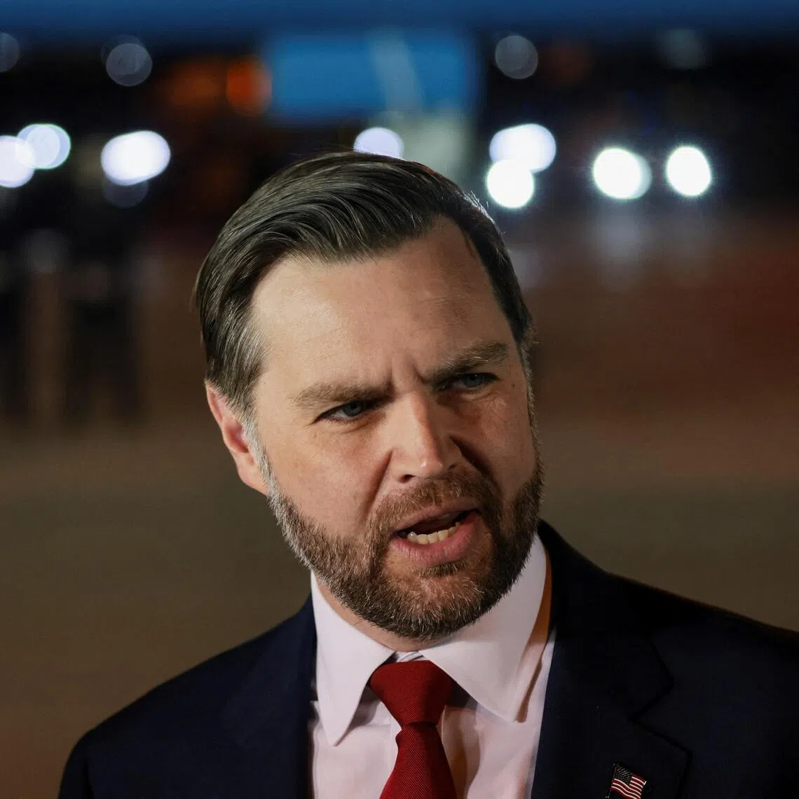 US Vice-President J.D. Vance speaking to the media in Budapest on April 8 before boarding Air Force Two to return to Washington DC.