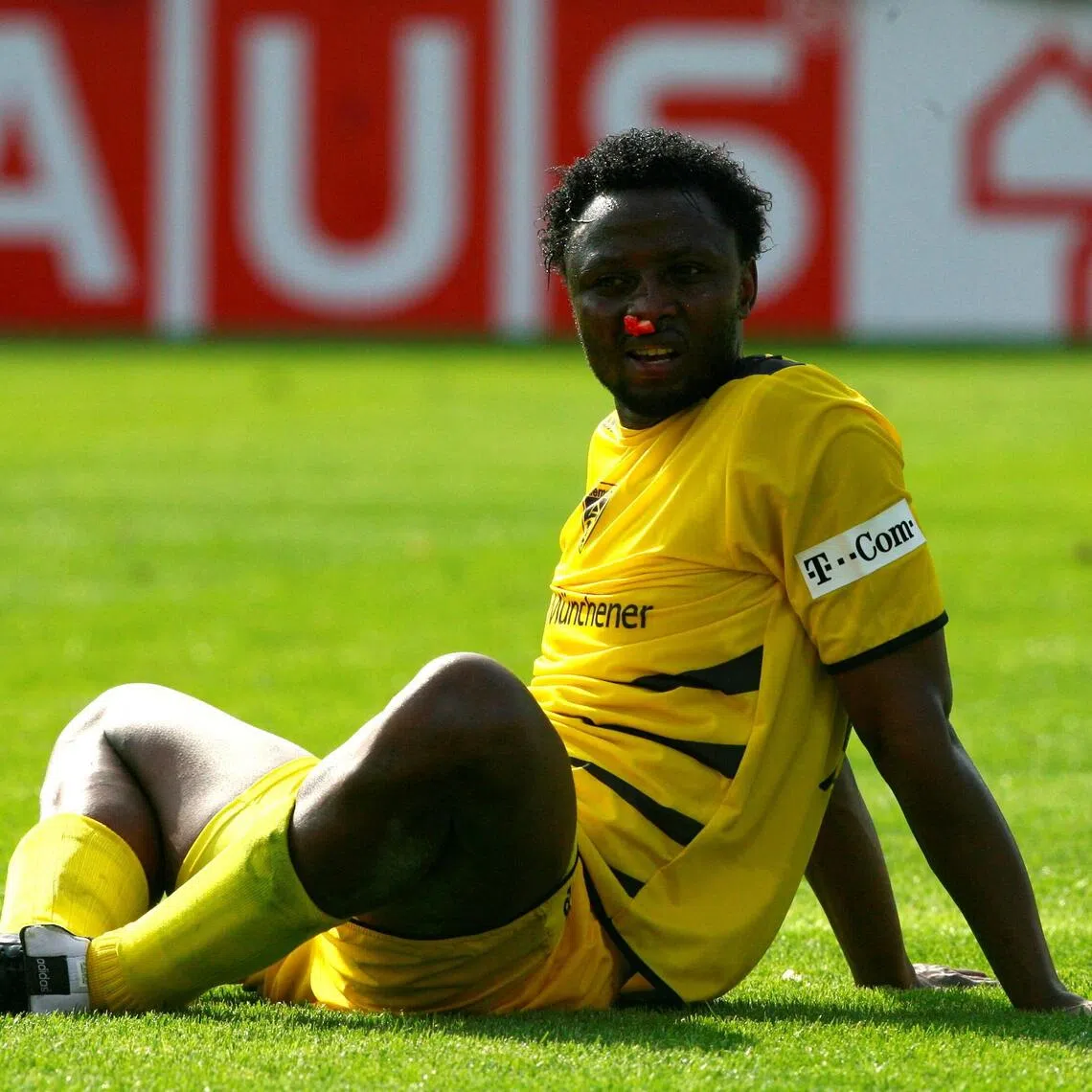 Alemannia Aachen's team captain Moses Sichone, who has take over as Zambia coach, is distraught after their relegation from the German Bundesliga on May 12, 2007.