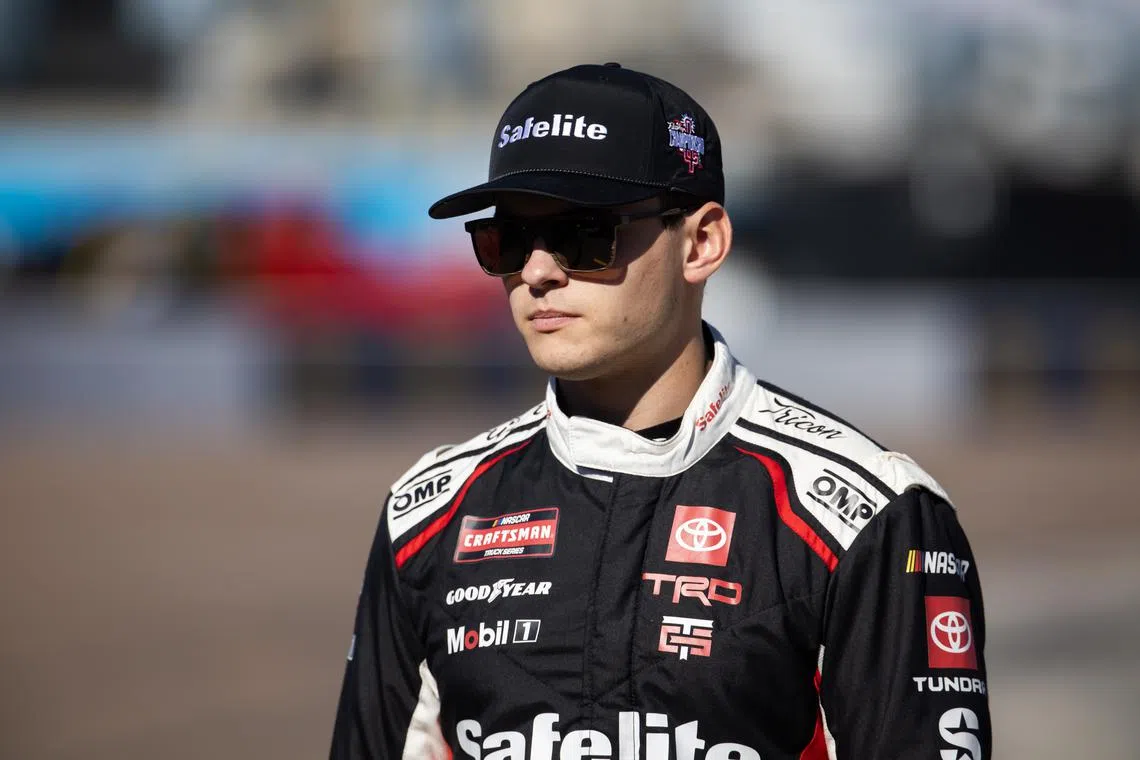 Nov 8, 2024; Avondale, Arizona, USA; NASCAR Truck Series driver Corey Heim (11) during the NASCAR Truck Series championship race at Phoenix Raceway. Mandatory Credit: Mark J. Rebilas-Imagn Images/ File Photo