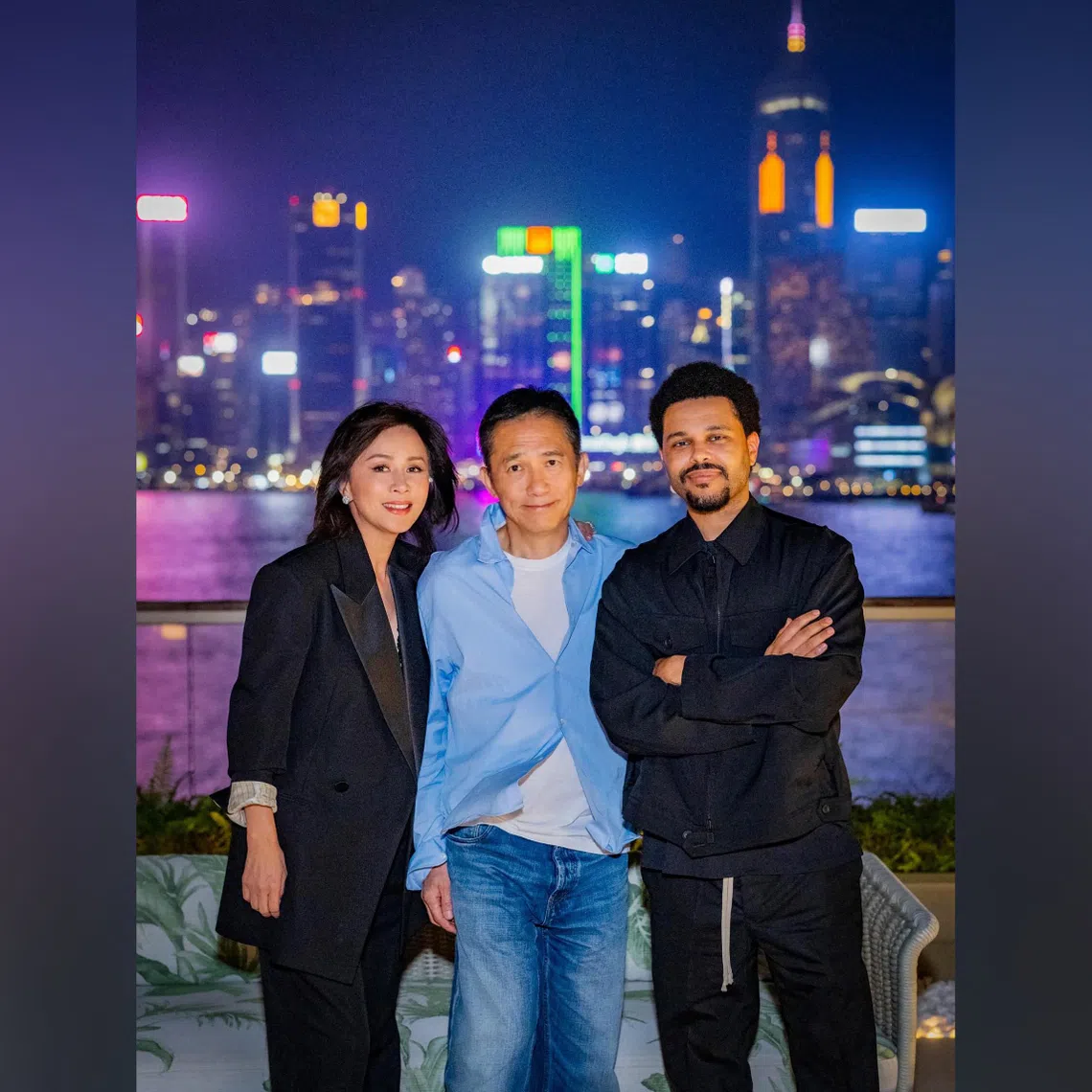 (From left) Actress Carina Lau and her husband Tony Leung had dinner with The Weeknd in Hong Kong over the weekend.