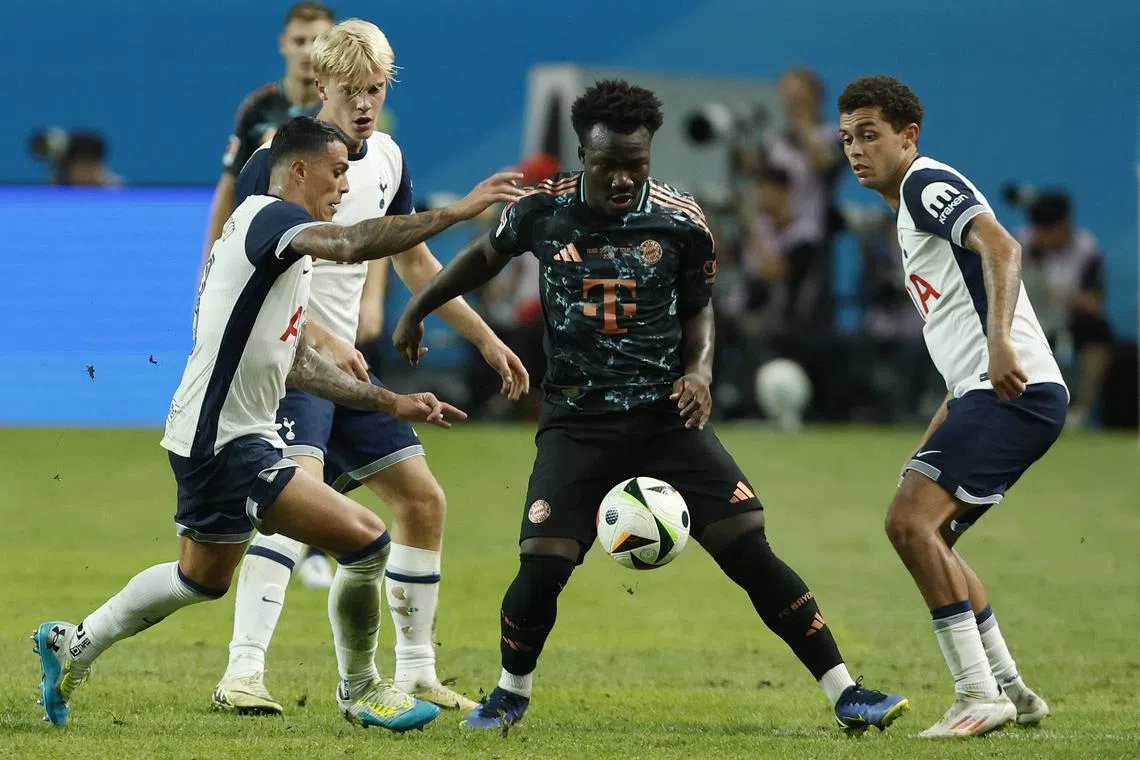 Soccer Football - Pre Season Friendly - Tottenham Hotspur v Bayern Munich - Seoul World Cup Stadium, Seoul, South Korea - August 3, 2024 Bayern Munich's Nestory Irankunda in action REUTERS/Kim Soo-Hyeon