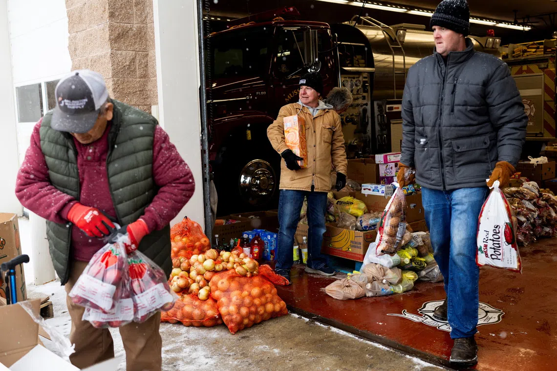 A mobile pop-up food pantry at Mussey Fire Hall in Capac, Michigan, on Dec 9.
