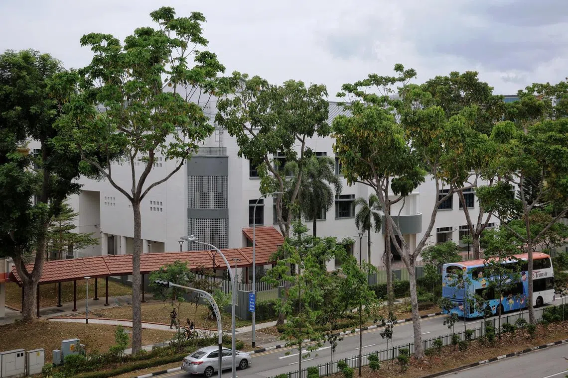 M-Works @ Tampines, which sits on the site of the old Tampines Regional Library, on April 1, 2024. Story on MINDEF's Work Near Home initiative, which helps employees reduce commuting time and convenient access to working space - such as quiet pods, work booths and hot-desking - by having four work sites across Singapore.