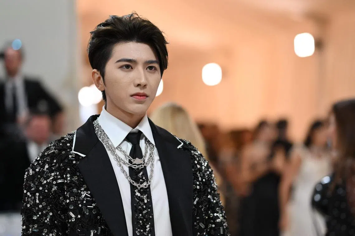 Chinese singer Cai Xukun attended the 2023 Met Gala at the Metropolitan Museum of Art on May 1, 2023, in New York. 