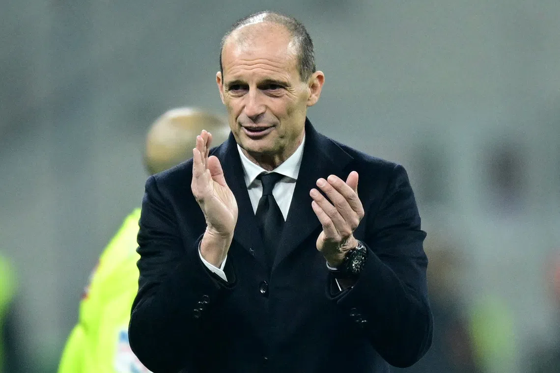 FILE PHOTO: Soccer Football - Serie A - AC Milan v Lazio - San Siro, Milan, Italy - November 29, 2025 AC Milan coach Massimiliano Allegri reacts REUTERS/Daniele Mascolo/File Photo