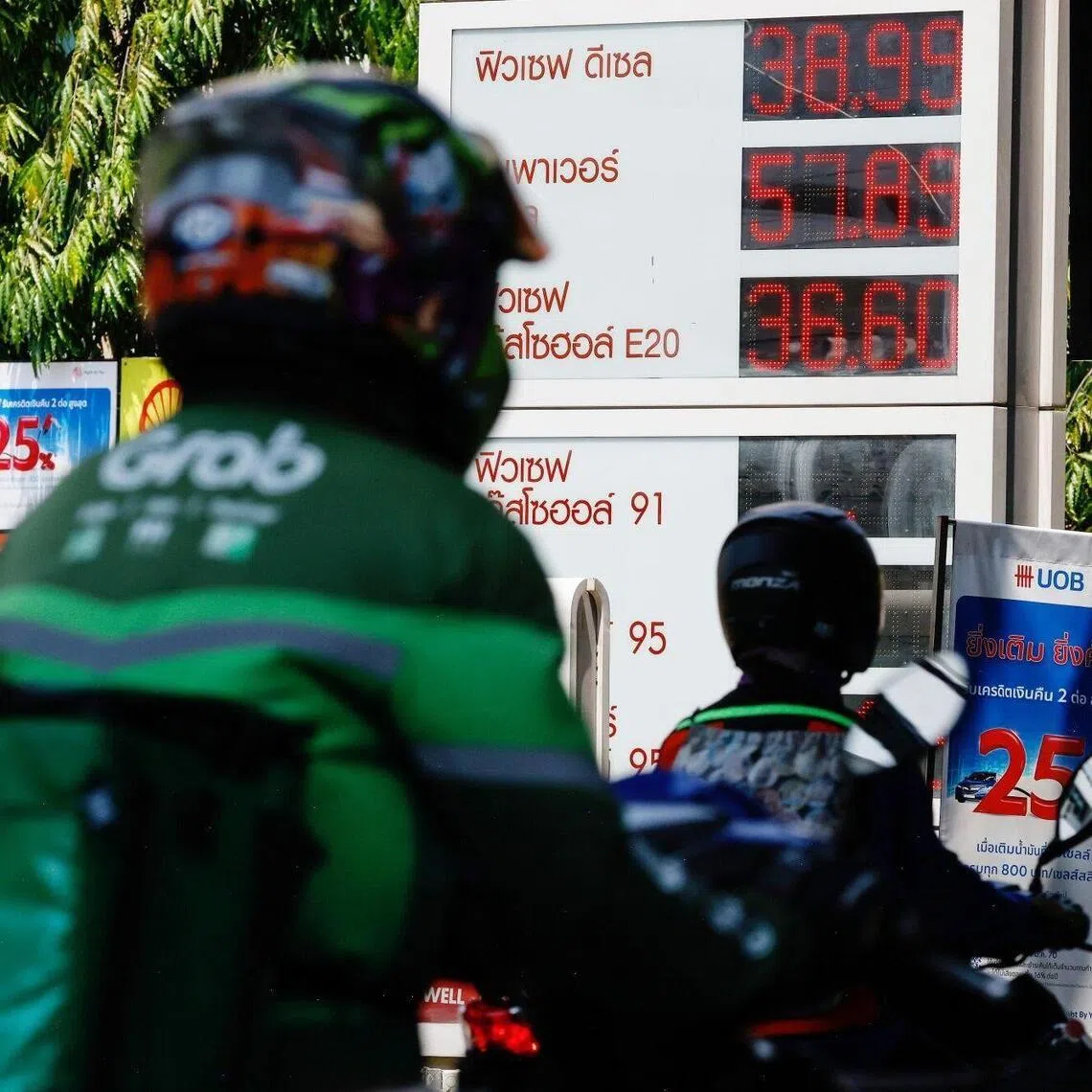 Fuel prices displayed at a Shell petrol station in Bangkok, Thailand on March 26.
