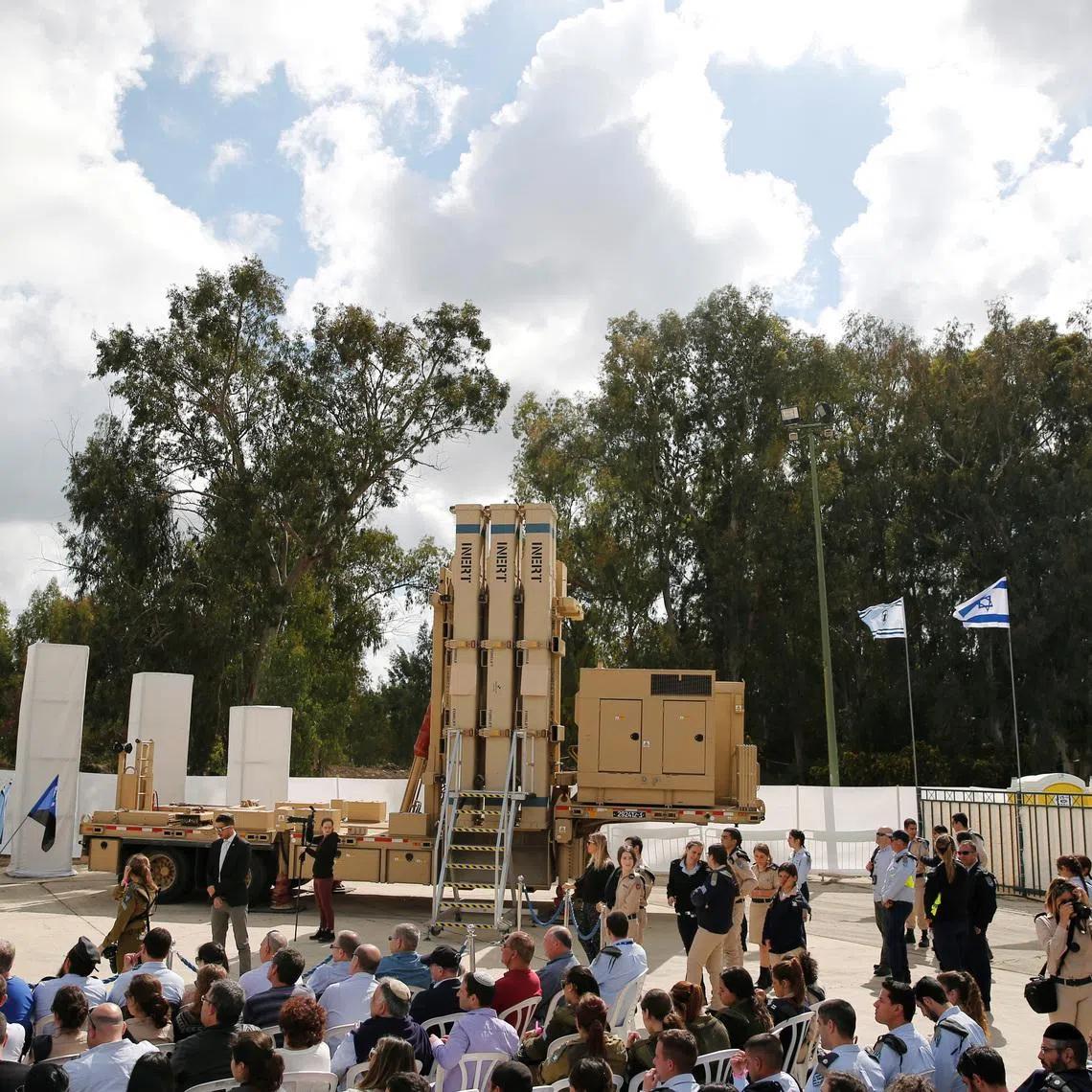 A \"David's Sling\" launcher system can be seen during a ceremony in which Israel declared its \"David's Sling\" intermediate-range air defence shield fully operational, at Hatzor air base in southern Israel April 2, 2017. REUTERS/Amir Cohen