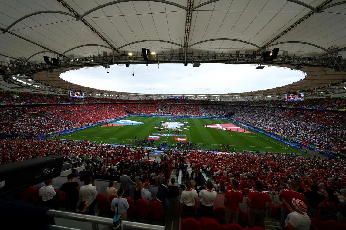 FILE PHOTO: Soccer Football - Euro 2024 - Group C - Slovenia v Denmark - Stuttgart Arena, Stuttgart, Germany - June 16, 2024  General view inside the stadium before the match REUTERS/Leonhard Simon/File Photo