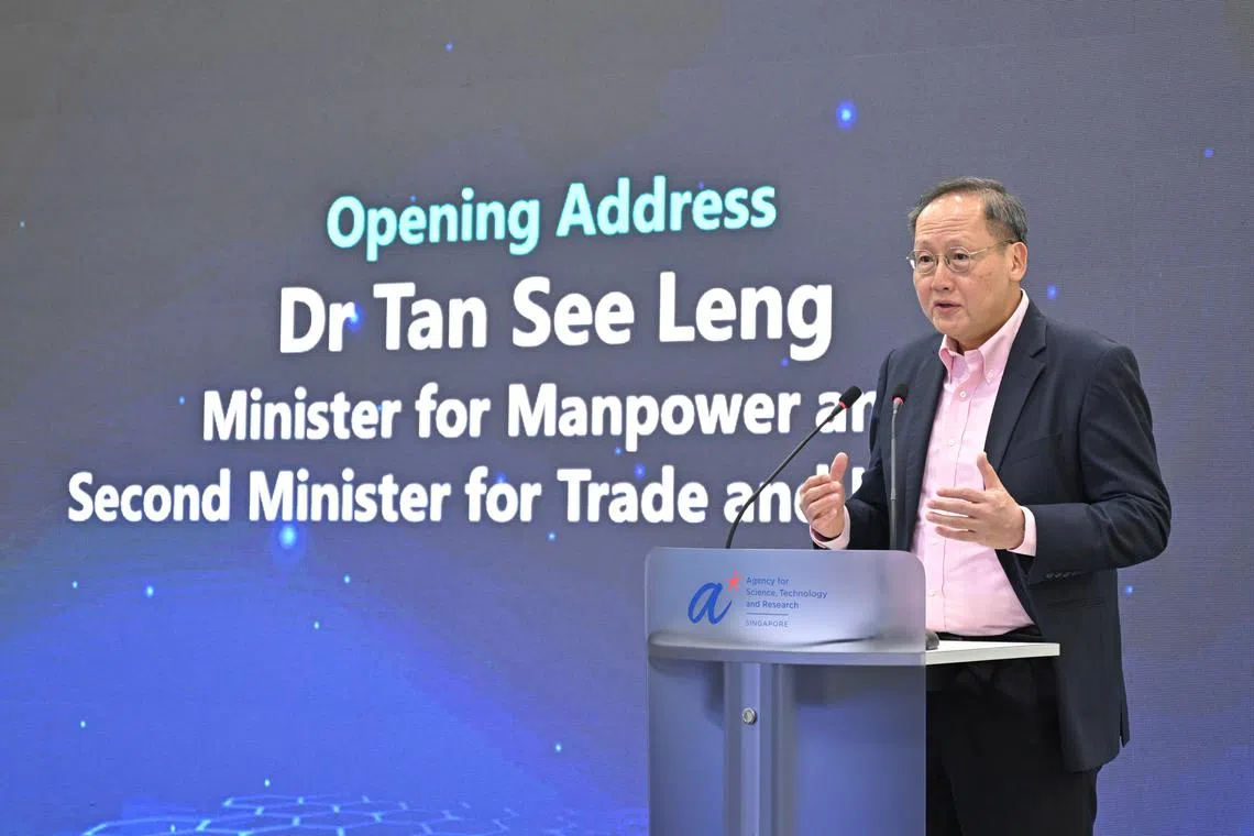 Second Minister for Trade and Industry Tan See Leng speaking at the launch of the platform on Nov 17.