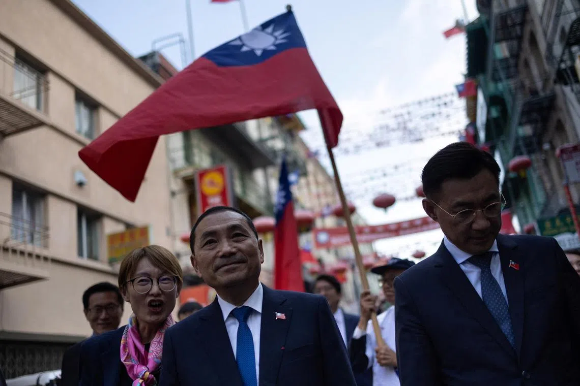 Hou Yu-ih, candidate for Taiwan's presidency from the main opposition party Kuomintang (KMT), tours an area of San Francisco's Chinatown during a visit to the United States, in San Francisco, California, U.S., September 20, 2023. REUTERS/Carlos Barria