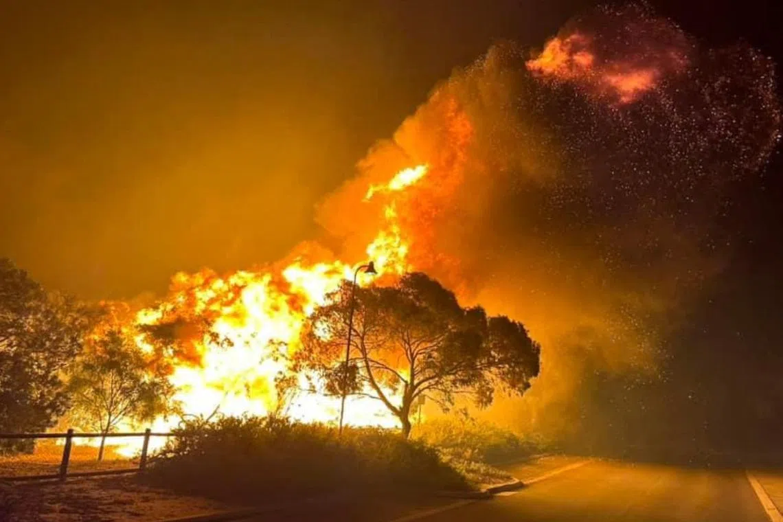 A bushfire burns north of the city of Perth.