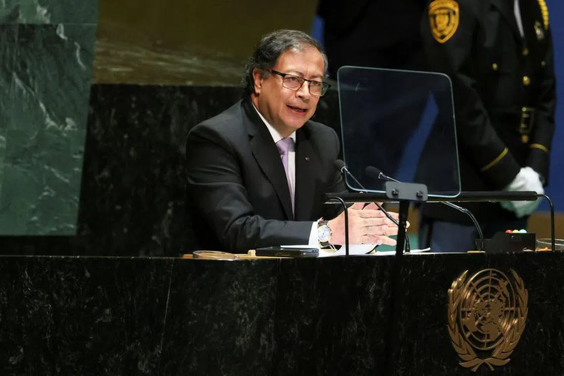 Colombia's President Gustavo Petro addresses the 78th Session of the U.N. General Assembly in New York City, U.S., September 19, 2023.  REUTERS/Brendan McDermid
