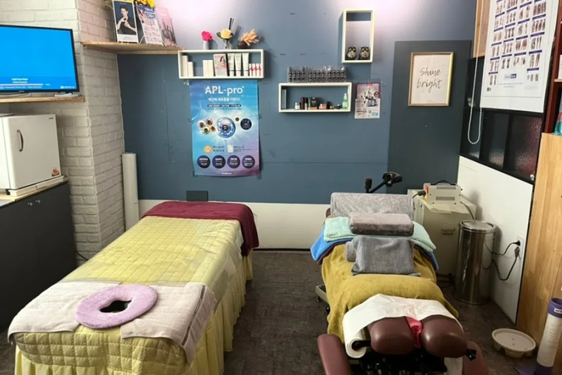 The interior of the Busan massage parlour operated by the local man who has appealed his prison sentence.