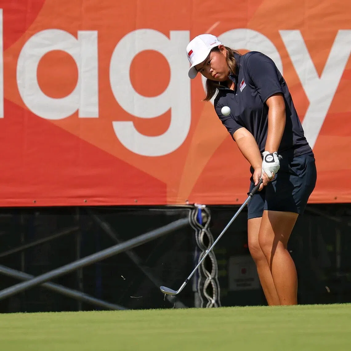 Shannon Tan of Singapore in action during the Aichi-Nagoya 2026 Asian Games women's golf individual stroke play final round at Kasugai Country Club East Course in Aichi, Japan on Oct 3, 2026. ST PHOTO: KEVIN LIM pixag03