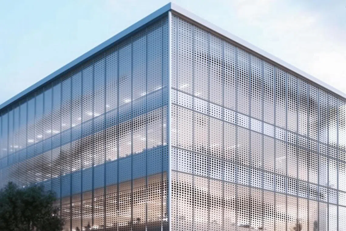 An artist's impression of a building with perovskite solar cells embedded in the windows.