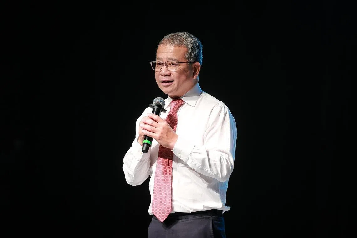 Law Minister Edwin Tong delivers a speech during the National Citizenship Ceremony at the Singapore University of Technology and Design on Aug 15.