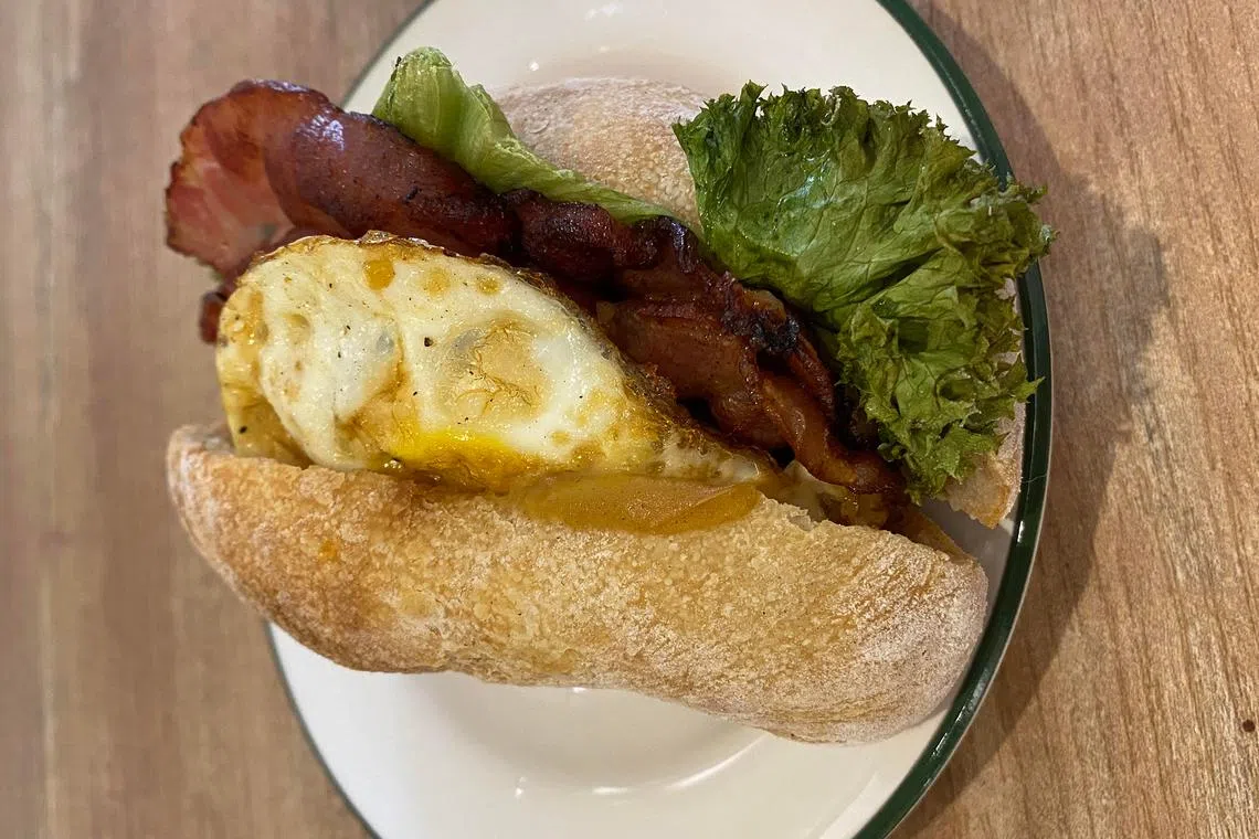 Honey Mustard Bacon, Lettuce & Egg Ciabatta from Baker's Bench Bakery.