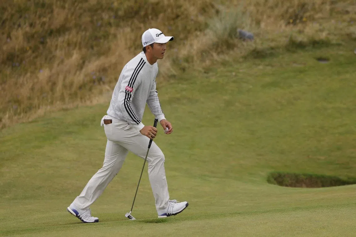 Golf - The 152nd Open Championship - Royal Troon Golf Club, Troon, Scotland, Britain - July 19, 2024 Japan's Aguri Iwasaki on the 8th green during the second round REUTERS/Andrew Couldridge