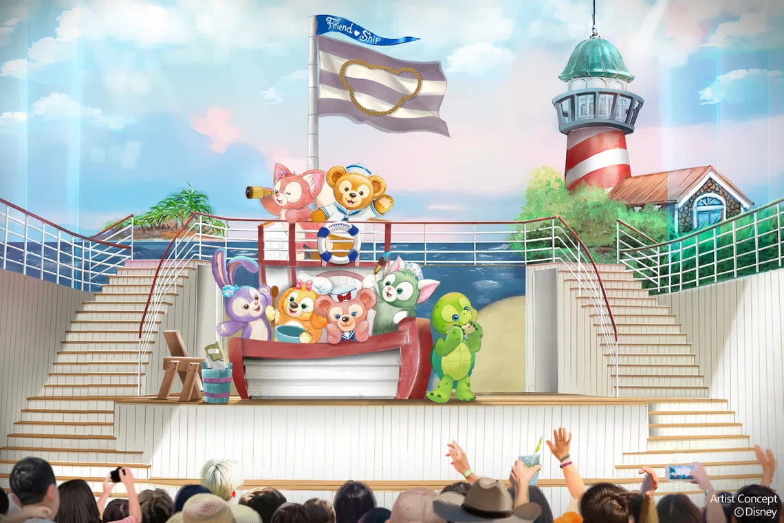 Join Duffy and his friends as they set sail on an imaginative journey that celebrates friendship and creativity in Duffy and The Friend Ship at Disney Imagination Garden.
