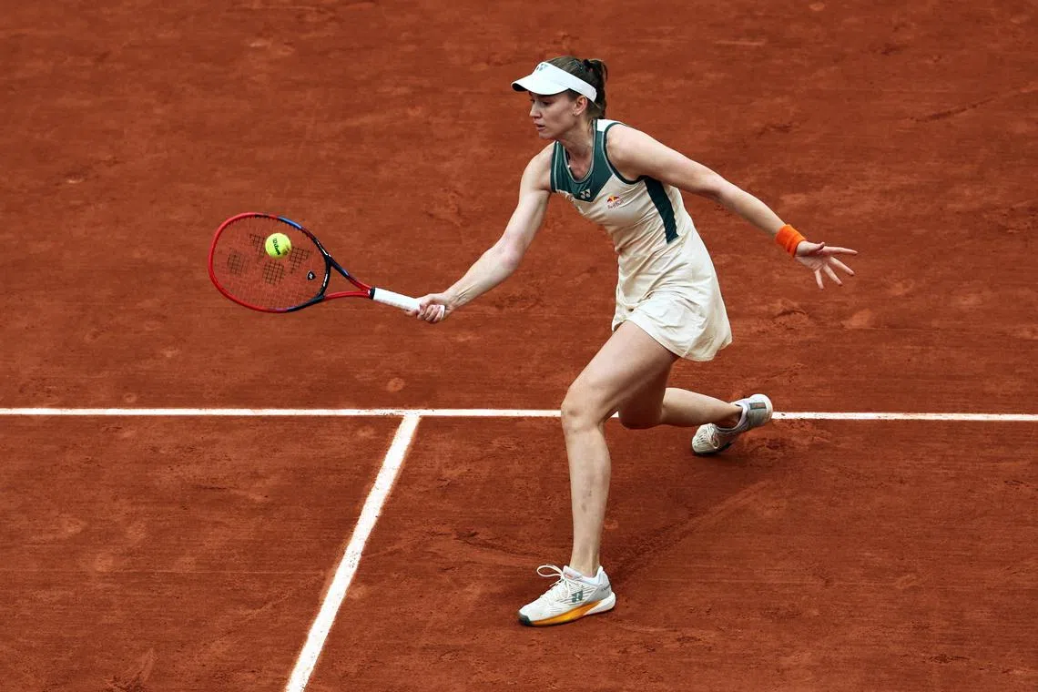 Kazakhstan's Elena Rybakina during her French Open second-round match against Netherland's Arantxa Rus.