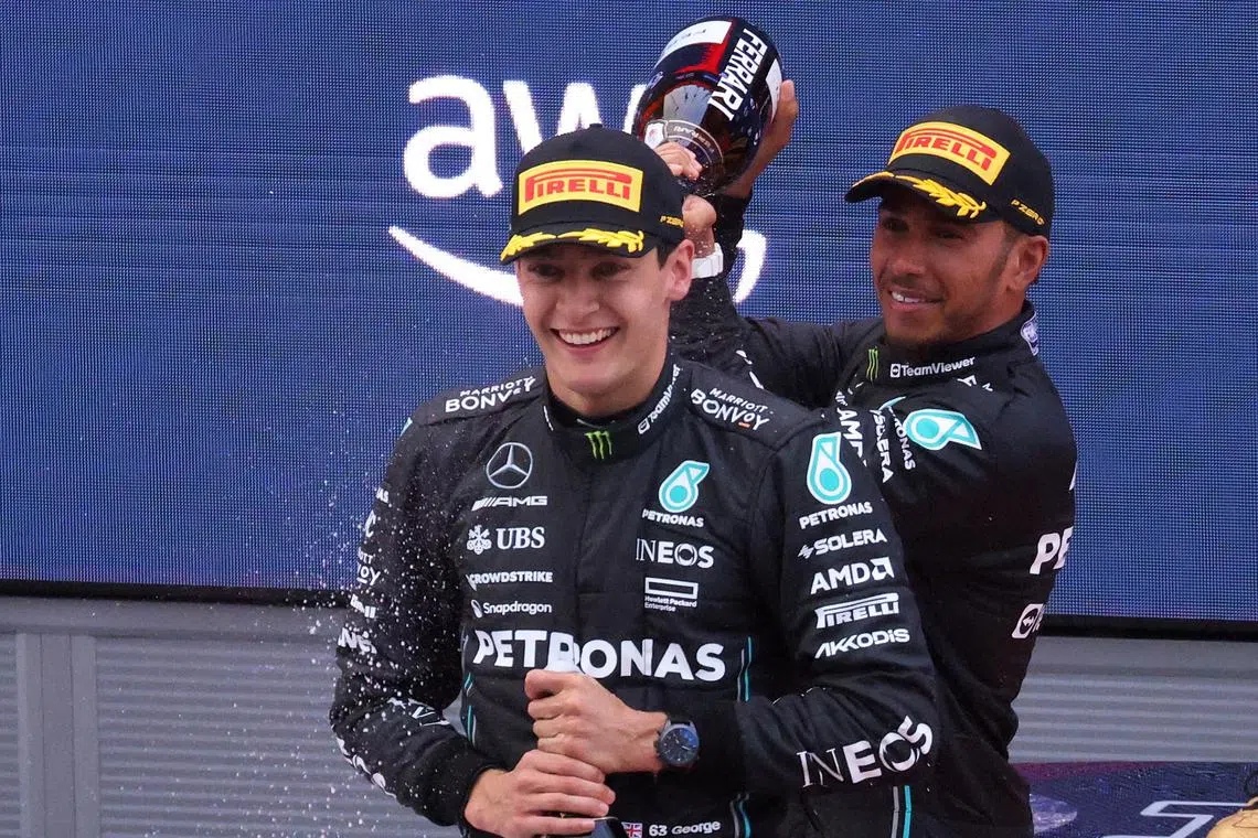 Lewis Hamilton and George Russell finished second and third respectively at the Circuit de Catalunya.