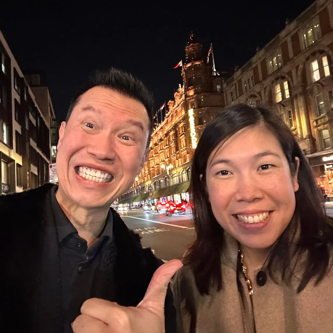 The writer with one of his former students, Joanna, in London in 2025. He counts her as one of his dear friends. 