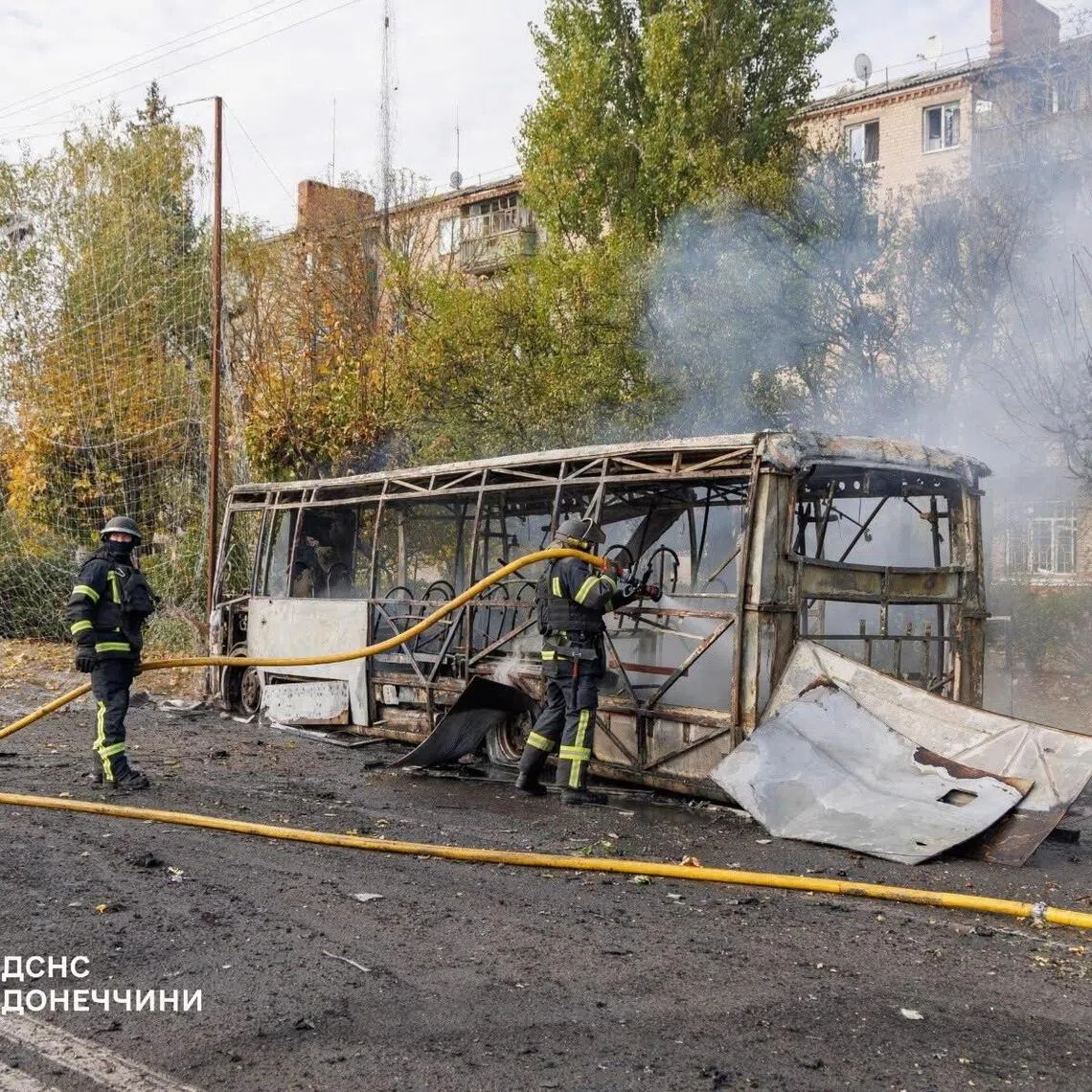 Police said the buses were hit with a glide bomb. 