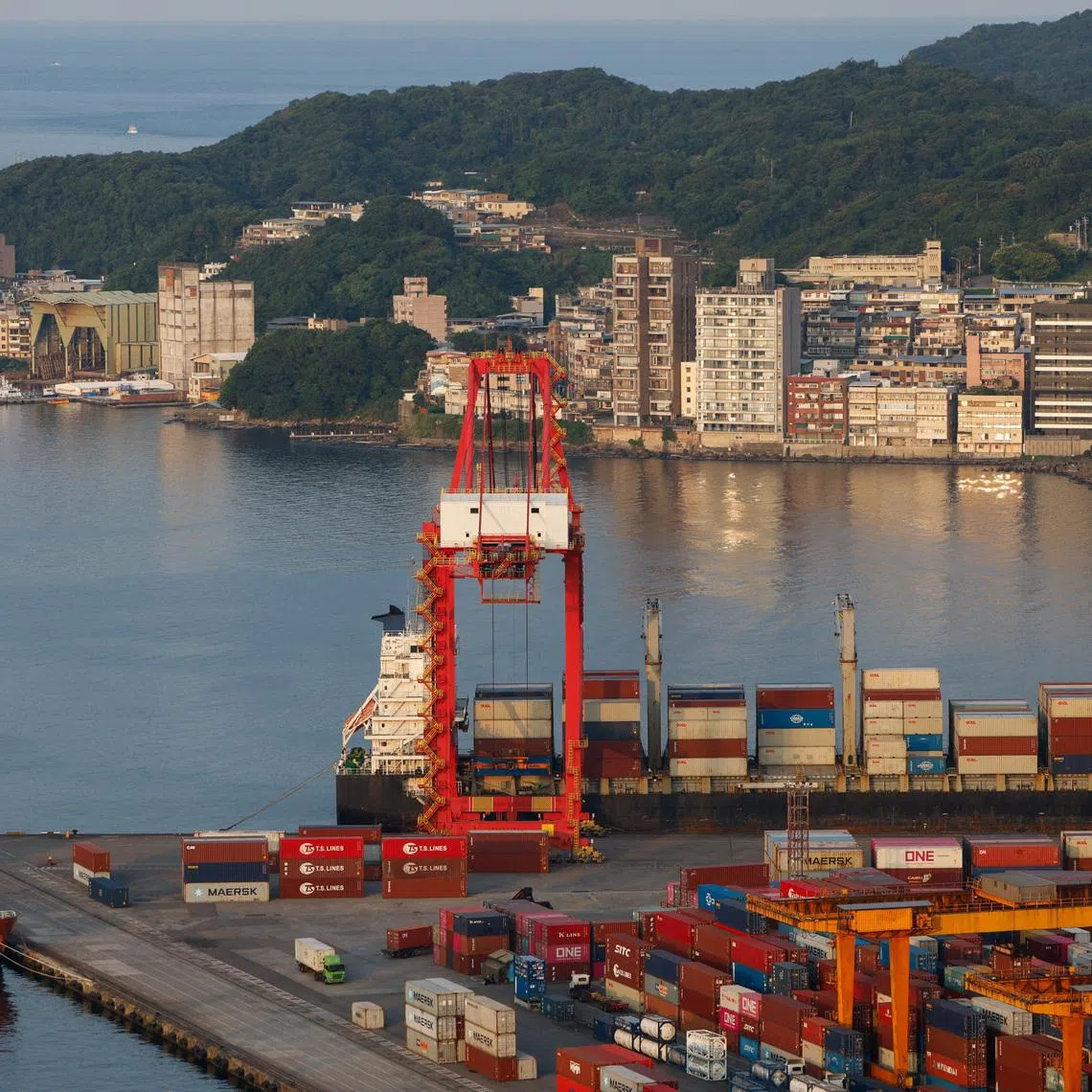 Containers and equipment sit at the Port of Keelung, Taiwan, August 7, 2025. REUTERS/Ann Wang