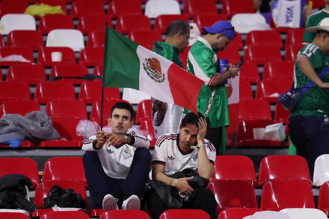 Soccer Football - FIFA World Cup 2026 - Round of 16 - Mexico v England - Estadio Azteca, Mexico City, Mexico - July 5, 2026 Mexico fans look dejected in the stands after the match following their elimination from the World Cup REUTERS/Raquel Cunha