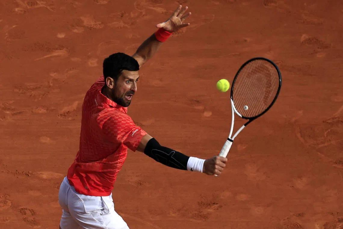 Novak Djokovic in action during the Monte Carlo Masters. The Serb is dealing with an elbow issue which could put his French Open hopes in doubt.