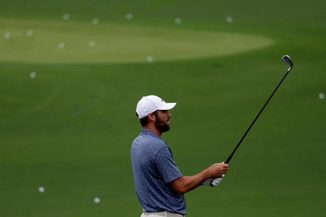 Golf - The Masters - Augusta National Golf Club, Augusta, Georgia, U.S. - April 7, 2025 Scottie Scheffler of the U.S. during a practice round REUTERS/Mike Segar